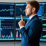 A professional banking analyst in a sharp business suit, standing in a high-tech, modern European bank control room. Large screens display complex financial data visualizations, cybersecurity threat maps, and risk assessment dashboards in a focused atmosphere. Professional photography, cinematic lighting, ultra-realistic, perfect anatomy, correct proportions, natural pose, well-formed hands, proper finger count, natural body proportions, high detail, sharp focus, safe for work, appropriate content, fully clothed, professional, modest clothing, appropriate attire.