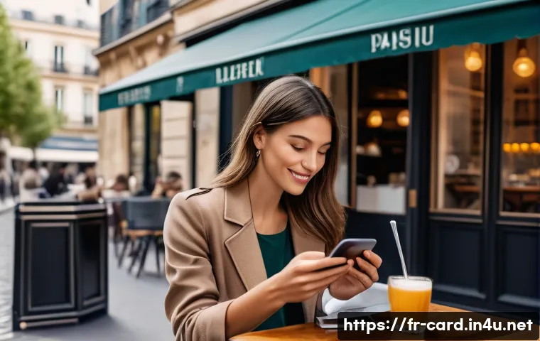 신용카드 해외 결제 한도 - A sophisticated European traveler using a premium credit card at a modern outdoor caf&eacute; in Paris, Fra...