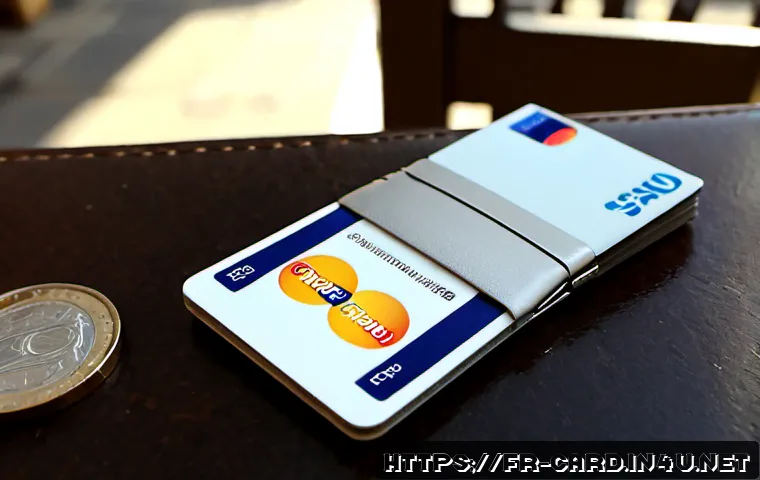 체크카드와 신용카드 차이 - Photorealistic overhead still life on a Parisian café table, two unbranded bank cards placed side by...